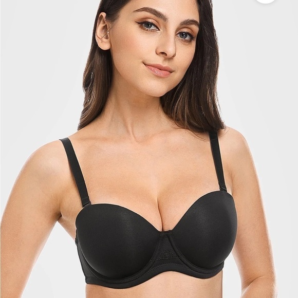 𝅺wingslove Full Figure Strapless Underwire Multi-way Contour Bra Black 44C - Picture 1 of 9